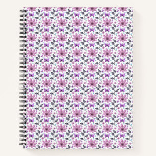 Purple Butterfly Floral Pattern Cute Cottagecore Notebook