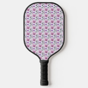 Purple Butterfly Floral Pattern Cute Cottagecore Pickleball Paddle