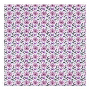 Purple Butterfly Floral Pattern Cute Cottagecore Poster