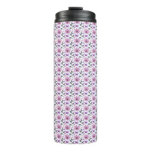 Purple Butterfly Floral Pattern Cute Cottagecore Thermal Tumbler
