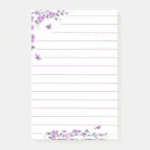 Purple butterfly floral post-it notes