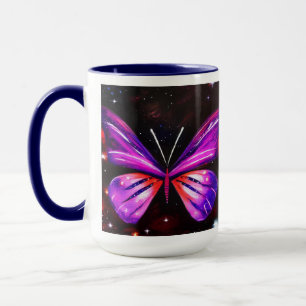Purple butterfly galactic black background mug