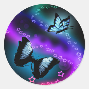 Purple Butterfly Genesis Classic Round Sticker
