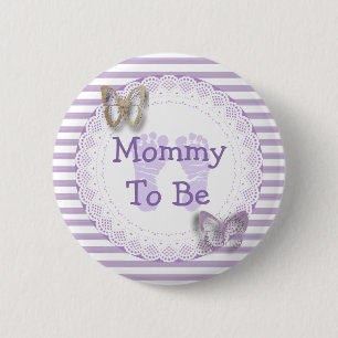 Purple Butterfly Grandma to be baby shower button
