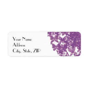 Purple Butterfly Heart Return Address