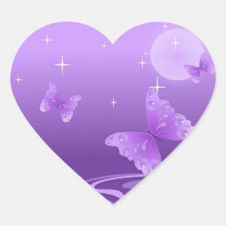 PURPLE BUTTERFLY HEART STICKER