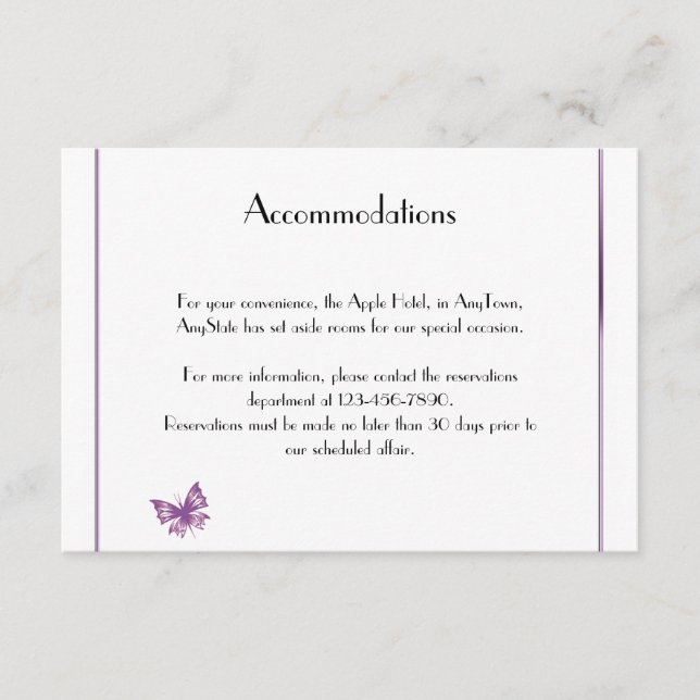 Purple Butterfly Heart Wedding Insert (Front)
