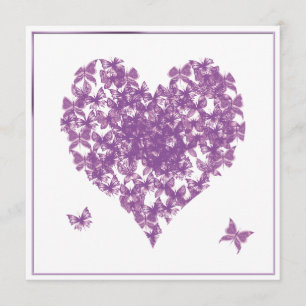 Purple Butterfly Heart Wedding Invitation