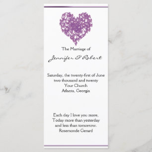 Purple Butterfly Heart Wedding Program Programme