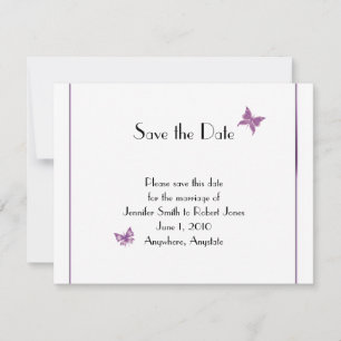 Purple Butterfly Heart Wedding Save the Date