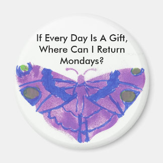 purple butterfly humourous fridge magnet
