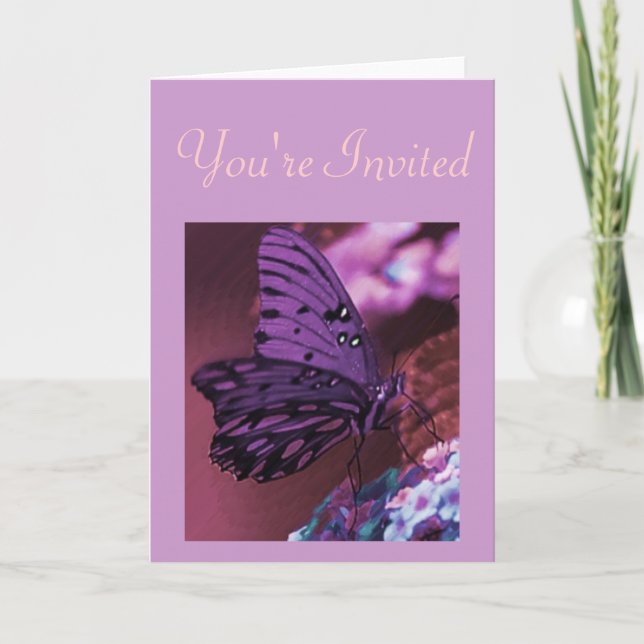 Purple Butterfly Invitation (Front)