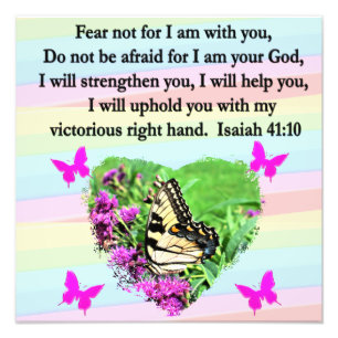 PURPLE BUTTERFLY ISAIAH 41:10 BIBLE VERSE PHOTO PRINT