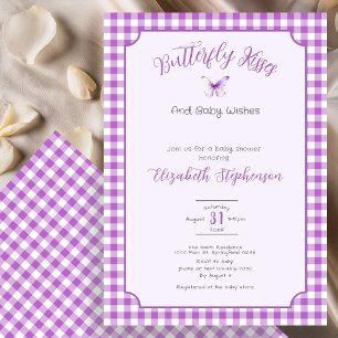 Purple Butterfly Kisses Baby Wishes Baby Shower Invitation