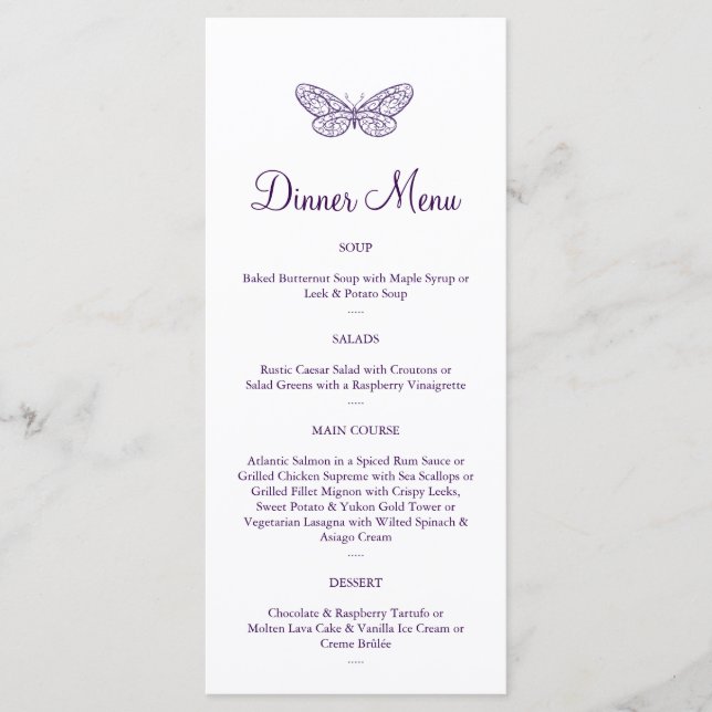 Purple Butterfly Kisses Menu (Front)