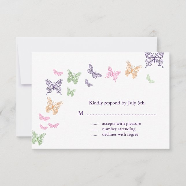 Purple Butterfly Kisses RSVP (Front)