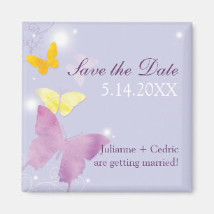 Purple Butterfly Lavender Wedding Invitation Magnet