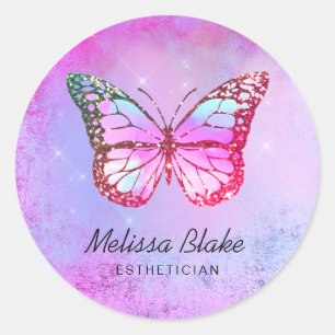 purple butterfly logo classic round sticker