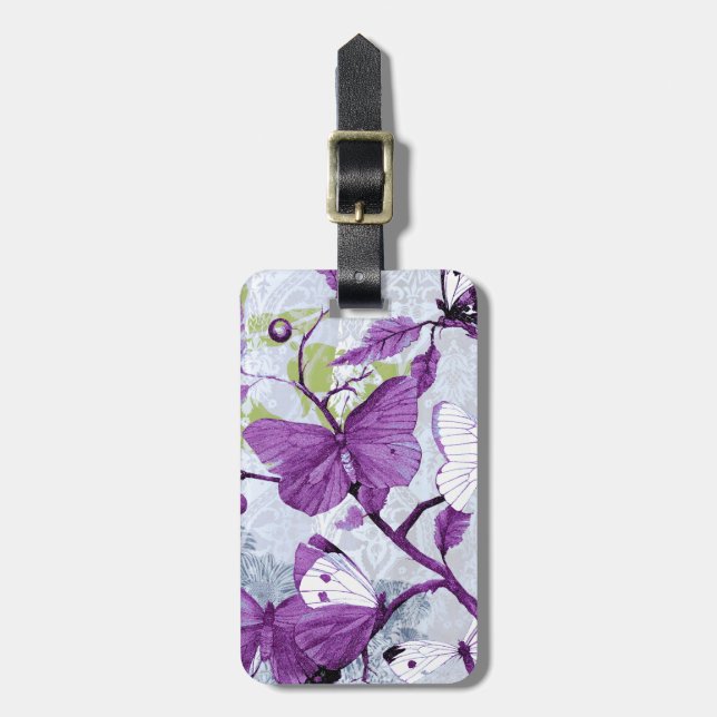 Purple Butterfly Luggage Tag (Front Vertical)