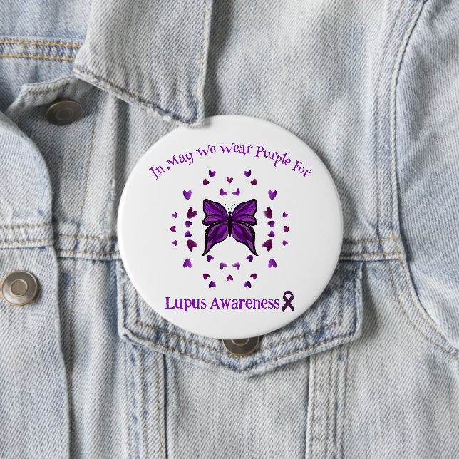Purple Butterfly Lupus Awareness Purple Ribbon May 10 Cm Round Badge (In Situ)