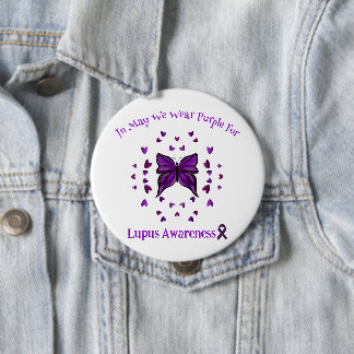 Purple Butterfly Lupus Awareness Purple Ribbon May 10 Cm Round Badge