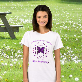 Purple Butterfly Lupus Awareness Purple Ribbon May T-Shirt
