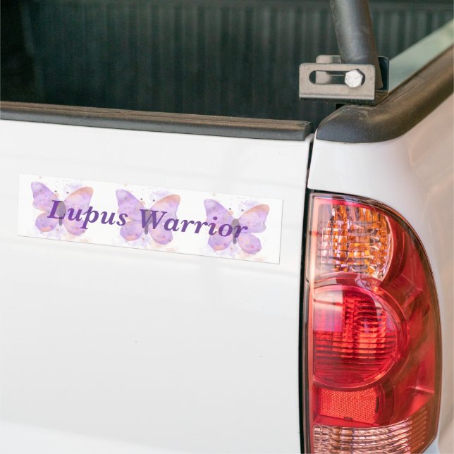 Purple Butterfly Lupus Warrior   Bumper Sticker (On Truck)