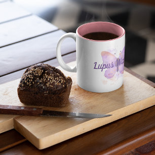 Purple Butterfly Lupus Warrior Two-Tone Coffee Mug