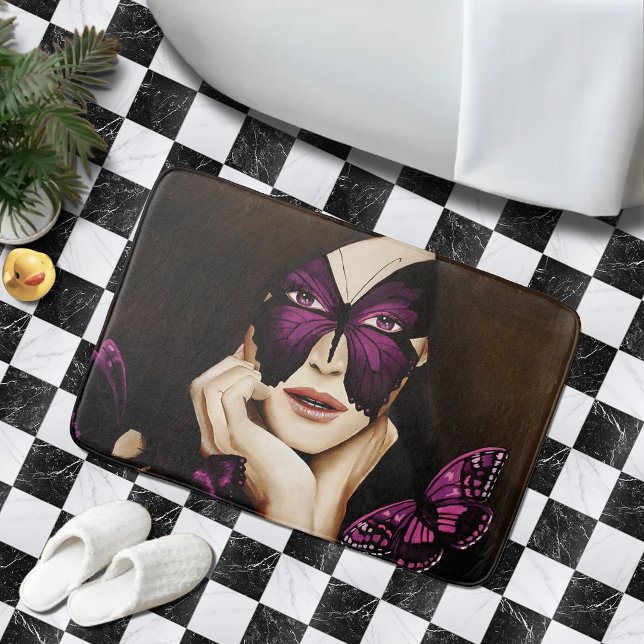 Purple Butterfly Masquerade Bath Mat (Creator Uploaded)