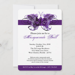 Purple Butterfly Masquerade Mask Costume Halloween Invitation