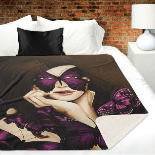Purple Butterfly Masquerade Sherpa Blanket