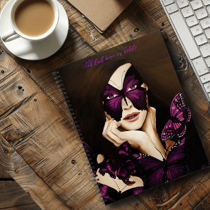 Purple Butterfly Masquerade Woman Elegant Fantasy Notebook