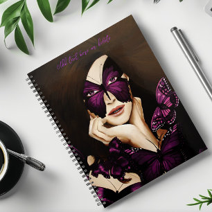 Purple Butterfly Masquerade Woman Elegant Fantasy Planner