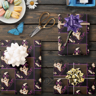Purple Butterfly Masquerade Woman Elegant Fantasy Wrapping Paper Sheet