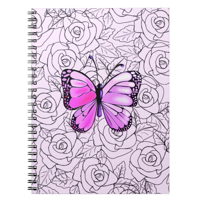 Purple Butterfly Notebook with Roses (Front)