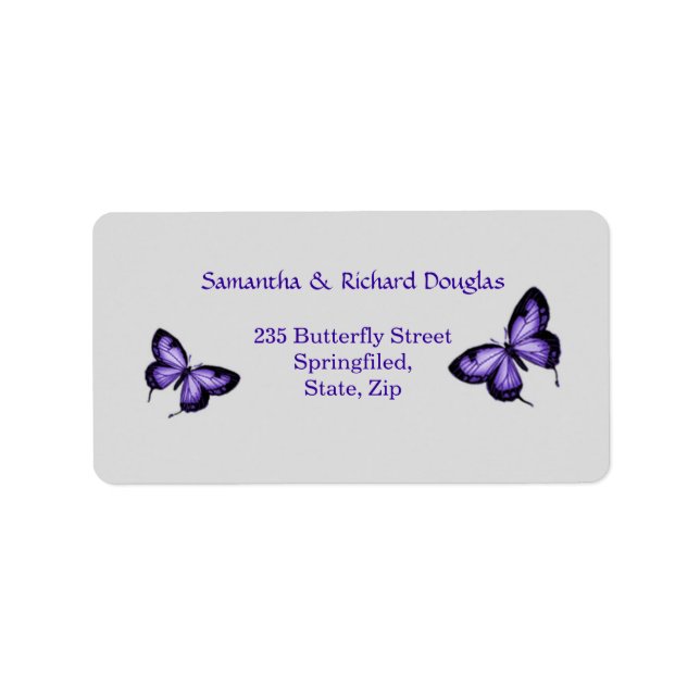 Purple butterfly on silver background Label (Front)