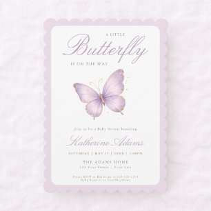 Purple Butterfly On The Way Coquette Baby Shower Invitation
