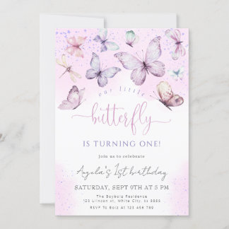 Purple Butterfly Our Little Butterfly Baby Shower Invitation