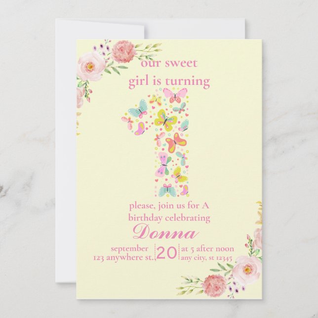 Purple Butterfly Our Little Butterfly Invitation (Front)