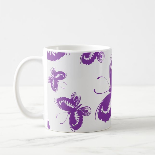 Purple Butterfly Pattern  Coffee Mug (Left)