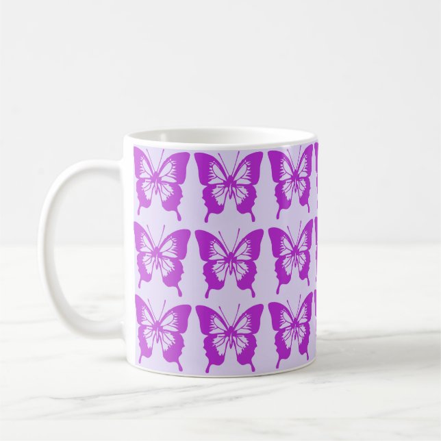 Purple Butterfly Pattern Coffee Mug (Left)