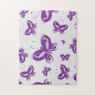 Purple Butterfly Pattern Jigsaw Puzzle