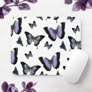 Purple Butterfly Pattern Mouse Mat