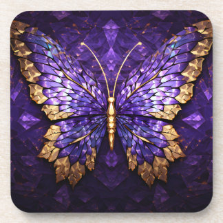 Purple Butterfly Plastic Coasters