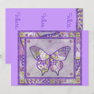 Purple Butterfly Quilt Invitation