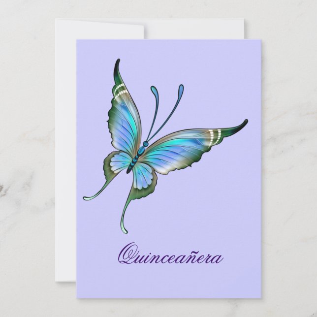 Purple Butterfly Quinceanera 15th Birthday Invitation (Front)