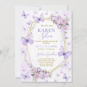 Purple Butterfly Quinceanera Invitation