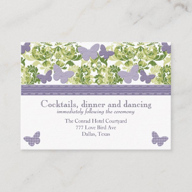 Purple Butterfly Reception Enclosure Cards (Front)