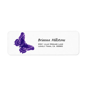 Purple Butterfly Return Address Label