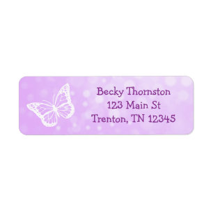 Purple Butterfly Return Address Label